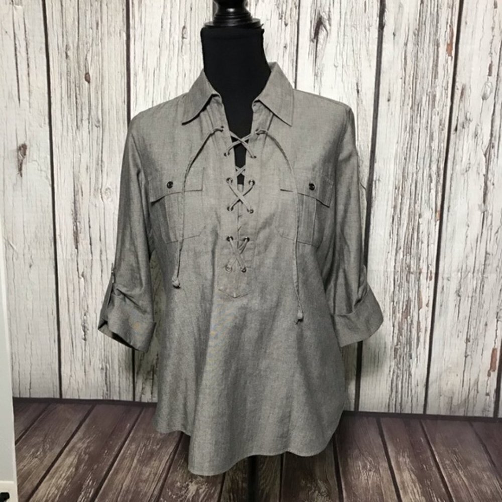Lafayette 148 crisscrossed front shirt size 4 #58